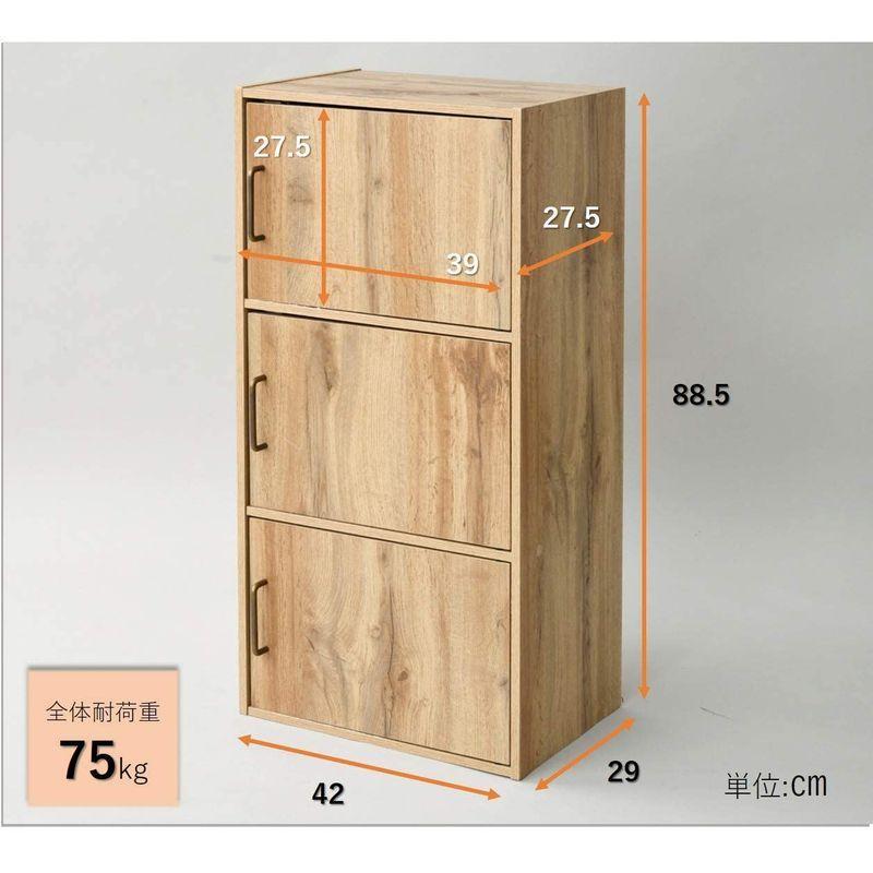 売り切れ必至 山善 カラーボックス 扉付き 3段 幅42 奥行29 高さ 5cm 本棚 収納棚 洗面所棚 食器棚 組立品 オーク Tcb3oa 肌触りがいい Turningheadskennel Com