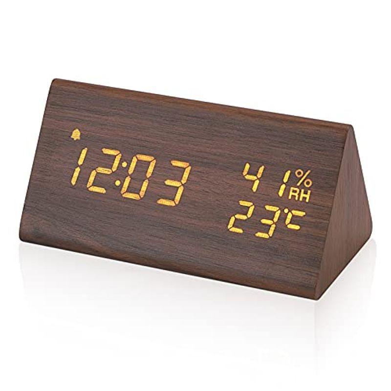 最新コレックション 置き時計 デジタル目覚まし時計 LED時間表示3目覚まし時計設定 き湿度と温度検出電子時計、寝室、ベッドサイドテーブル、机、オフ USB給電 目覚まし時計
