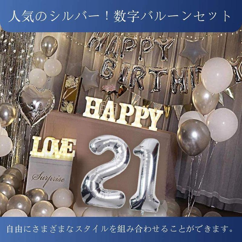 68枚 21歳 誕生日 飾り付け セット 数字バルーン 組み合わせ Happy Birthday バナー ブルー シルバー 風船 誕生日 人気の春夏
