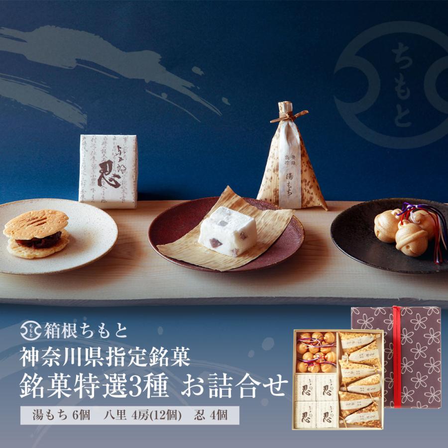 神奈川県指定銘菓 送料込 箱根ちもと 銘菓特選3種 お詰合せ 湯もち 八里 忍 ご贈答 ギフトにも 熨斗無料 Yc0007 湯もち本舗ちもと 通販 Yahoo ショッピング