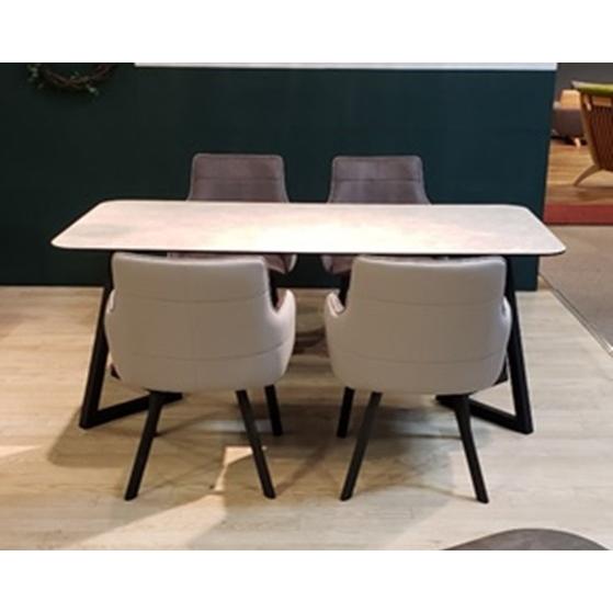 フラム　ダイニングチェア　モダン　おしゃれ　北欧　PUレザー　グレー　黒　ブラック　肘付き