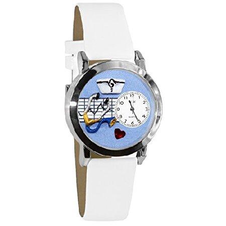 最新のデザイン 【新品・送料無料】[男性用腕時計][メンズウォッチ]Whimsical Silvertone and Leather White Blue Nurse Watches 腕時計
