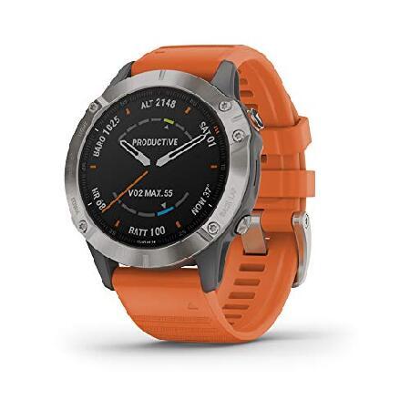 Garmin Fenix 6 Sapphire, Premium Multisport GPS Watch, Features Mapping, Music, Grade-Adjusted Pace Guidance, Titanium with Orange Band & Q並行輸入品|yunyu-ichiba|02