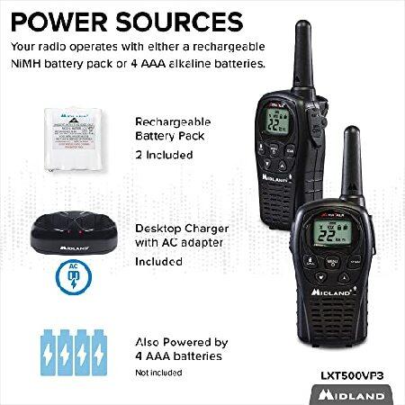 Midland　LXT500VP3,　22　Way　Operation,　Walkie　Silent　Extended　Included　Talkies　Pack)　Channel　with　Range　Radios,　Scan　(Pair　Batteries　Two　Channel　FRS