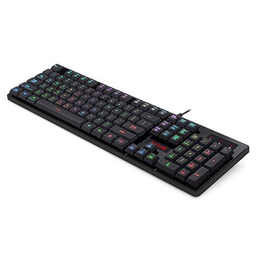 販売値下げ RGB LEDバックライト付きPCゲーミングキーボード、メカニカルキーボードフィールK509 DYAUS by Redragon 7色バックライト付きエッジとキー104キー静かなメカニカ