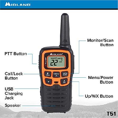 Midland　T51VP3　22　Channel　Range　28　Talkie　(Pack　Radio　Orange　Mile　Two-Way　to　FRS　Up　Black　Walkie　of　6)