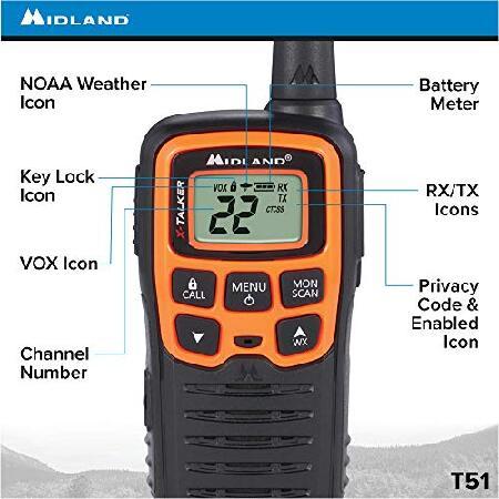 Midland　T51VP3　22　Range　Channel　(Pack　Two-Way　FRS　Talkie　to　28　Up　Orange　Walkie　Black　Mile　of　Radio　10)