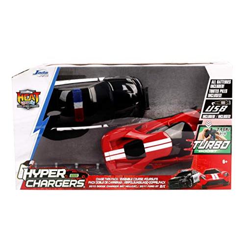 Jada Toys ハイパーチャージャーズ ヒートチェイス ラジオコントロール車両 - ツインパック USB充電 (2個) 1:16スケール 2015 Dodge Charger SRT ヘルキャット＆｜yunyu-worldtrade｜04