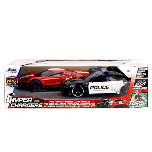Jada Toys ハイパーチャージャーズ ヒートチェイス ラジオコントロール車両 - ツインパック USB充電 (2個) 1:16スケール 2015 Dodge Charger SRT ヘルキャット＆｜yunyu-worldtrade｜05