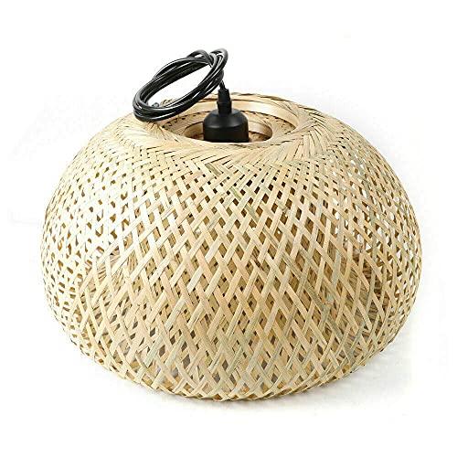 最大10%OFFクーポン シーリングライト おしゃれ 天井照明 TFCFL Antique Lantern Pendant Lighting Rattan Single Light Weaving Natural 木製 Hanging Fixture with Adjustable Din