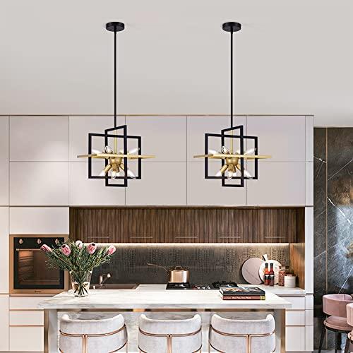 【破格値下げ】 シーリングライト おしゃれ 天井照明 Yiisem Small Metal Lantern シャンデリア， 8-Light Modern Geometric Pendant Light Fixture， Industrial Black and Champ