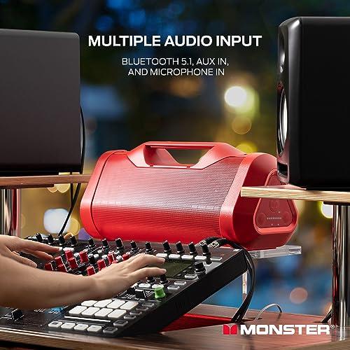 Monster Blaster 3.0 Portable Speaker， 120W Wireless Bluetooth Speaker， IPX5 Rechargeable Waterproof Bluetooth Speaker with USB Charge Out ＆ Aux Input Speaker， Bluetooth