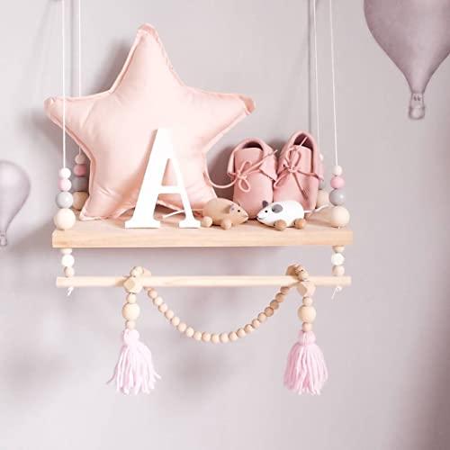 入荷済み SayasNoy Macrame Wall Hanging Shelf， Hanging シェルフ for Wall， ウォールシェルフ for Decor for Bedroom Kids with 木製 Beads， Floating Shelf for Bedroo