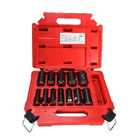 販売公式 Milwaukee 49-66-7006 SHOCKWAVE 3/8 in. Drive Deep Well 6 Point Impact Socket Set (12-Piece)