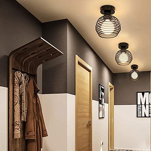 激安販売品 シーリングライト おしゃれ 天井照明 Hurrah Semi Flush Mount 4 Pack - Black Industrial Hallwaying Fixture - Farmhouse Rustic Metal Caged for Kitchen Bed