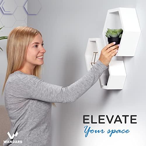 並行輸入品】六角形棚 3個セット パイン材 壁の装飾用 - 農家の