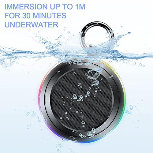 楽天最安値に挑戦 Leaunxudx Bluetooth Shower Speaker with Light Show，Built-in Microphone and Shower Radio， Waterproof Bluetooth Speaker for Bathroom，Travel，Running，Moun