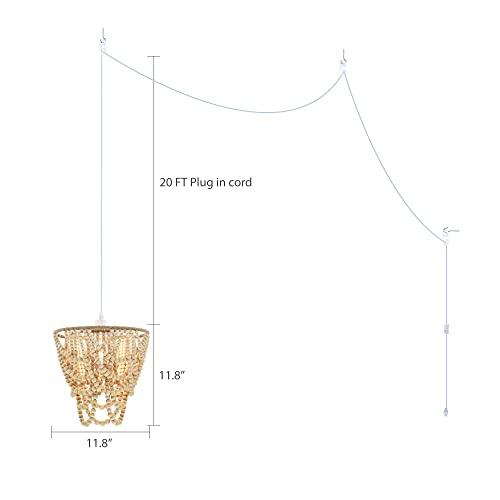 公式サイト通販 シーリングライト おしゃれ 天井照明 木目 Beaded Plug in シャンデリア Pendant Light 1-Light Boho Light Fixtures