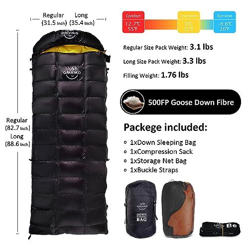 OMVMO 0 20 Degrees F Camping 寝袋 for Adults,4 Season Rectangle Down Fiber 寝袋 for Camping Hiking,Used as Blanket Quilt or Cloak (Bla｜yunyu-worldtrade｜02