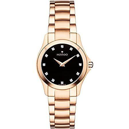 【最安値】 Movado Masionブラックダイヤルダイヤモンドレディース時計0607076並行輸入品 腕時計