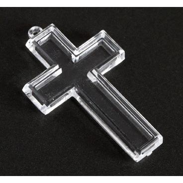 アクリルレジン 透明枠パーツ】No.15 十字架 クロス型 大 1個 ゆう