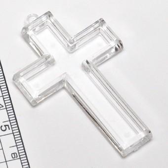 アクリルレジン 透明枠パーツ】No.15 十字架 クロス型 大 1個 ゆう
