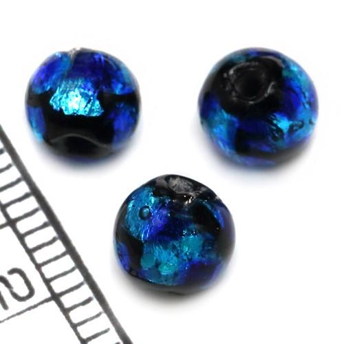 純銀箔入り【蓄光ほたる6mm】暗闇で光る蛍 ブルー 1個 2穴 沖縄