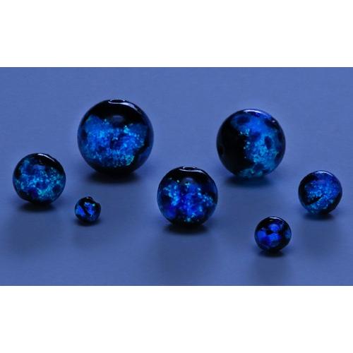 純銀箔入り【蓄光ほたる12mm】暗闇で光る蛍 ブルー 1個 2穴 沖縄ホタル 