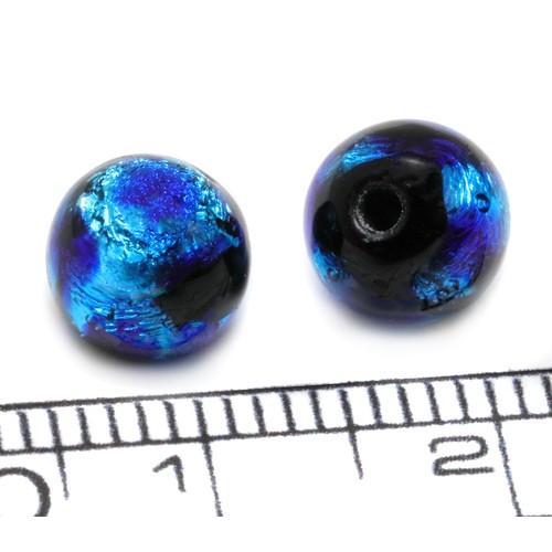 純銀箔入り【ホタル片穴7mm】ブルー 1個 1穴 沖縄ホタルガラス ホタル