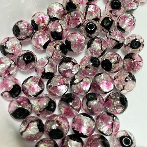 純銀箔入り【蓄光ホタル10mm】暗闇で光る蛍 ピンク お得10個 2穴 沖縄