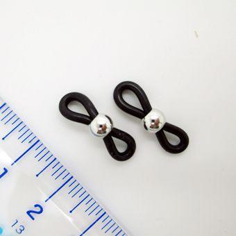 眼鏡チェーンコードパーツ2個（1ペア）　黒銀　丸型パーツ　めがね  メガネ | 