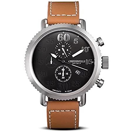 【福袋セール】  特別価格Chotovelliヴィンテージパイロットメンズ腕時計クロノグラフ表示コニャックレザーストラップ72.11 バングル