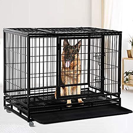 大きい割引 Crate Cage 特別価格Dog Heavy Plaype Kennel Pet Large Inches 48/36 Metal Strong Duty その他