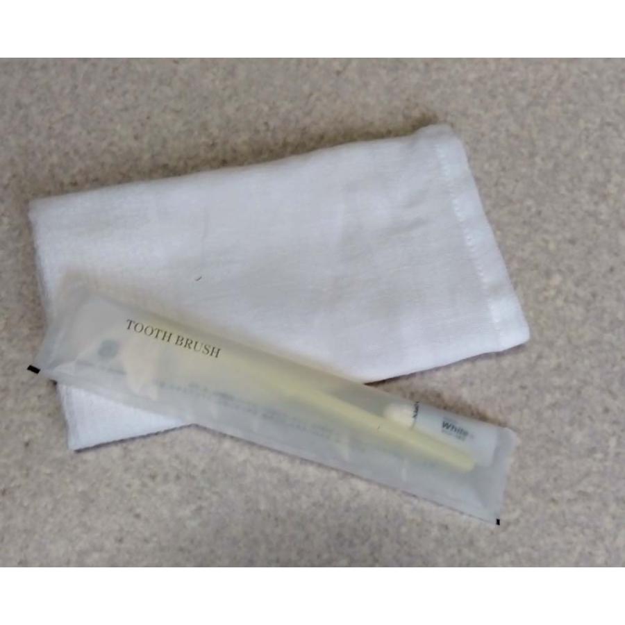 （送料無料）タオル100匁白歯ブラシ入り（旅館、ホテル客室用白タオルハブラシ入りポリ袋入り）（300セット）（北海道、沖縄、離島、は別途送料がかかります。） |  | 01