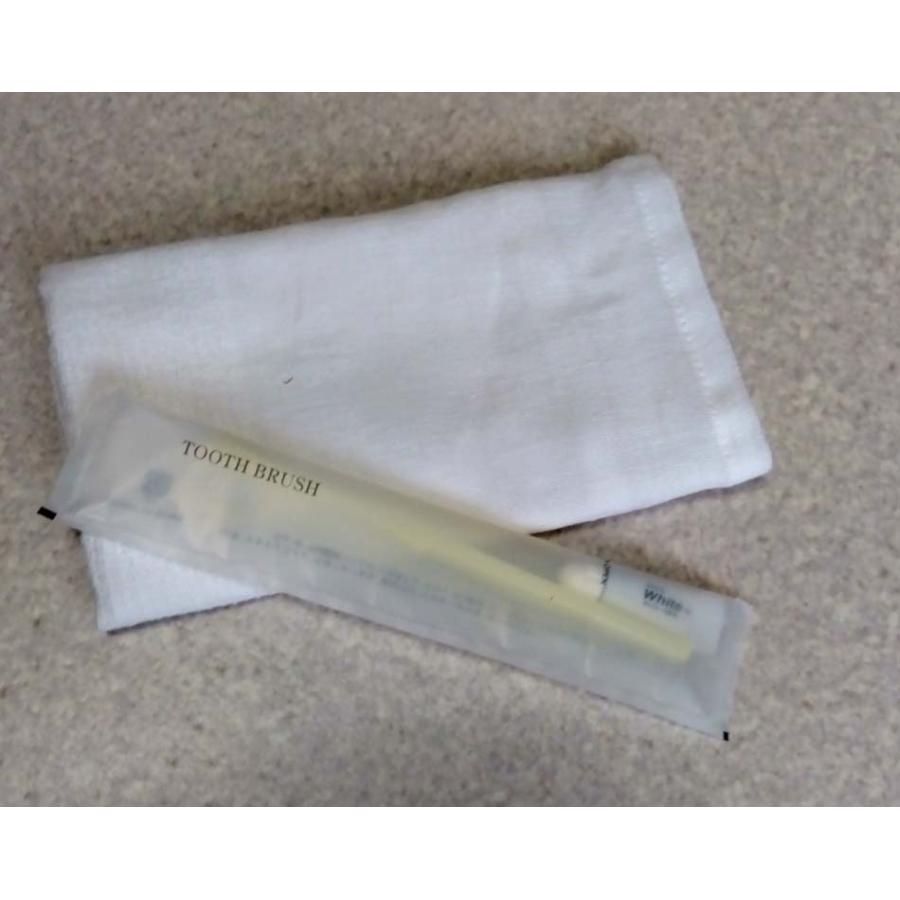 （送料無料）タオル120匁白ハブラシ入り（旅館、ホテル客室用白タオルハブラシ入りセット）（200セット)（北海道、沖縄、離島、は別途送料がかかります。） |  | 01