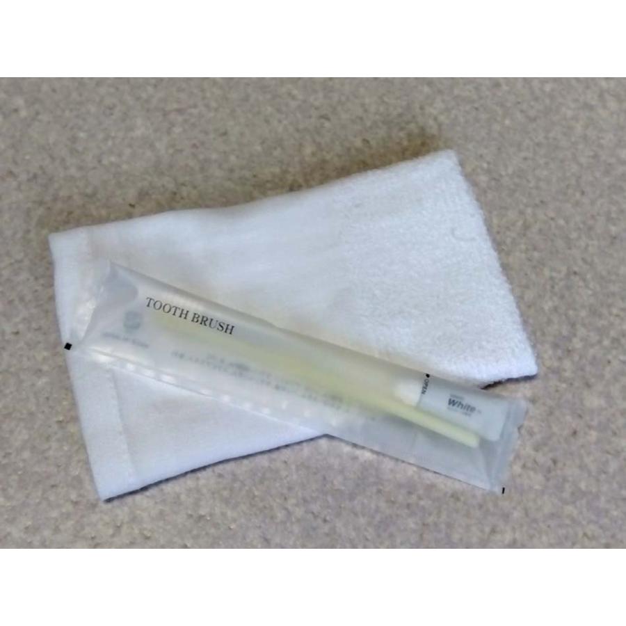 （送料無料）タオル140匁白ハブラシ入り（旅館、ホテル客室用白タオルハブラシ入りセット）（200セット)（北海道、沖縄、離島、は別途送料がかかります。） |  | 01