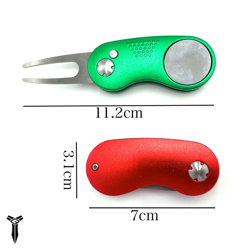 最前線の ゴルフ フォーク 選べる10色 ワンタッチ マーカー付 金属製 グリーンフォーク おしゃれ グリーン ディボト 補修 小物 便利 ゴルフ用品 高級感 プレゼント Wantannas Go Id