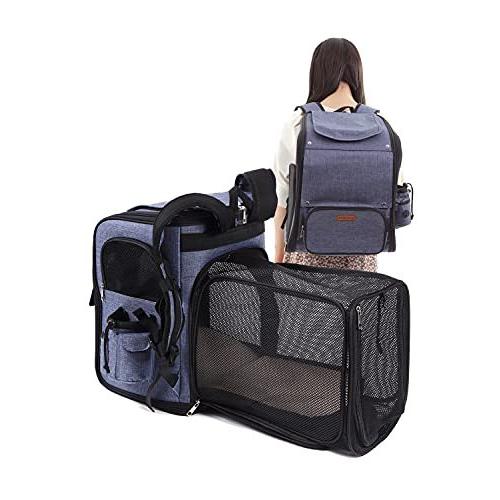 最安価格 ペットキャリー Animary Animary ペットリュック ブルー メッシュ 軽量 猫 犬 ペットバッグ 拡張 猫用品 Smssvg Org