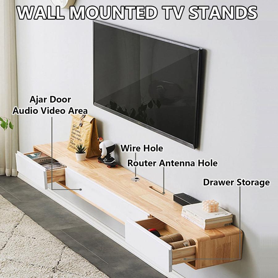 壁掛けテレビキャビネット フローティング テレビ台、フローティングtvコンソールテレビキャビネット 引き出し付きテレビコンソール