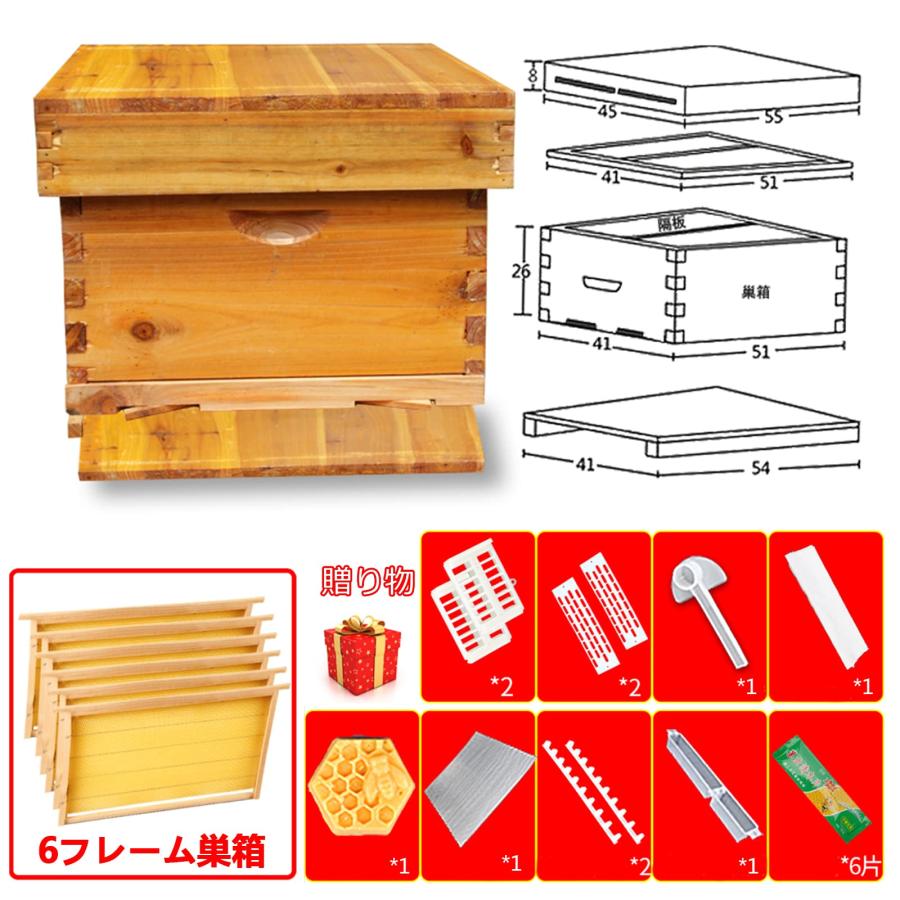 ミツバチ巣箱セット 養蜂 巣箱 キット 6フレーム ミツバチの巣箱 ミツバチ巣箱セット 養蜂 巣箱 キット 6フレーム ミツバチの巣箱