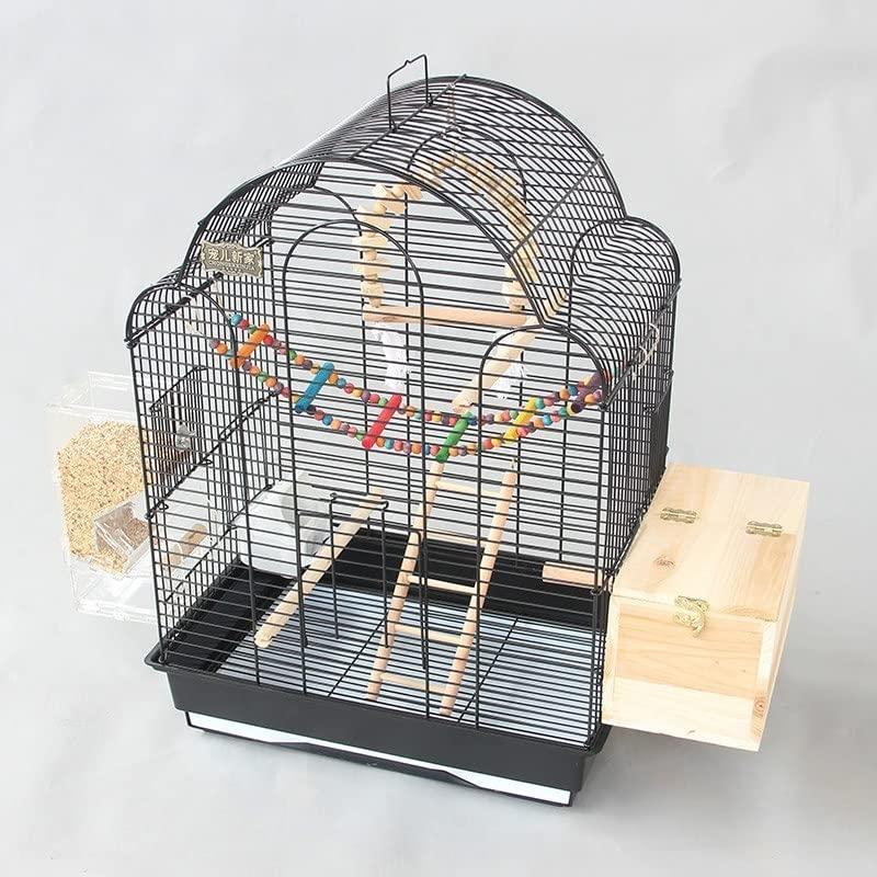 鳥用品 バードケージ 大きな金属製の鳥かご、黒の高級飛行鳥かご、中型