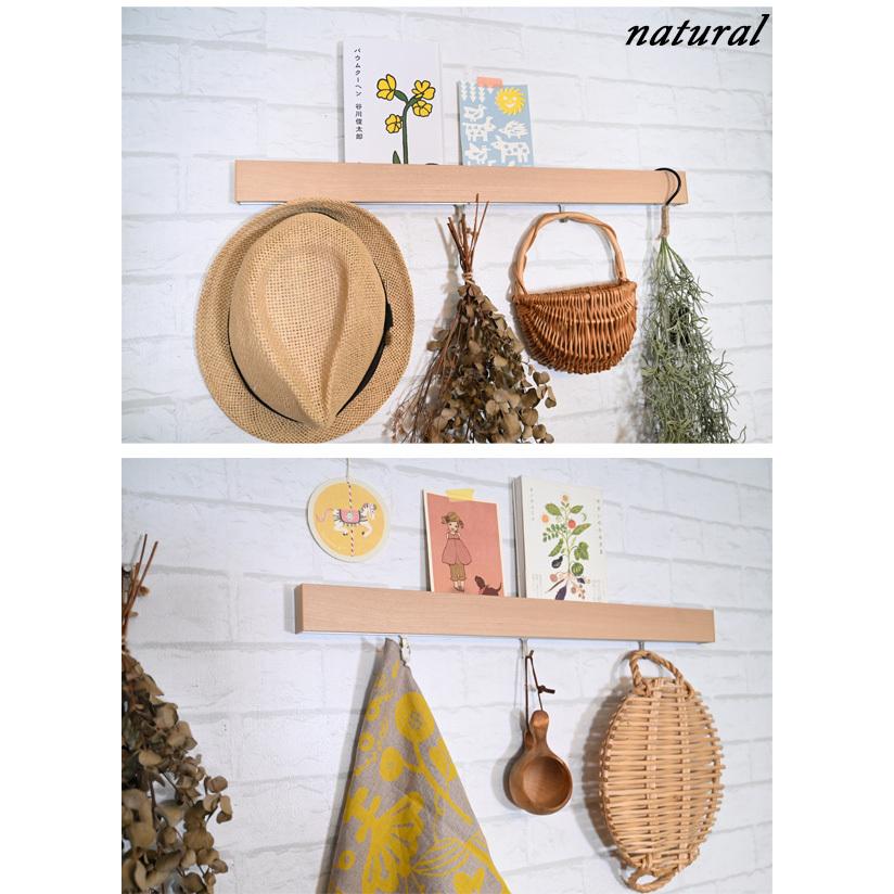 60cmスリムウォールシェルフ フック付き/長押』賃貸 おしゃれ 壁掛け