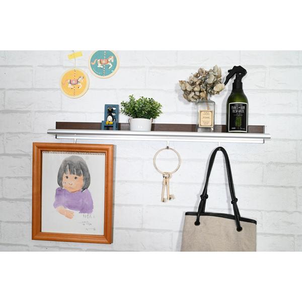 60cmラインウォールシェルフ フック付き』賃貸 おしゃれ 壁掛け 壁付け