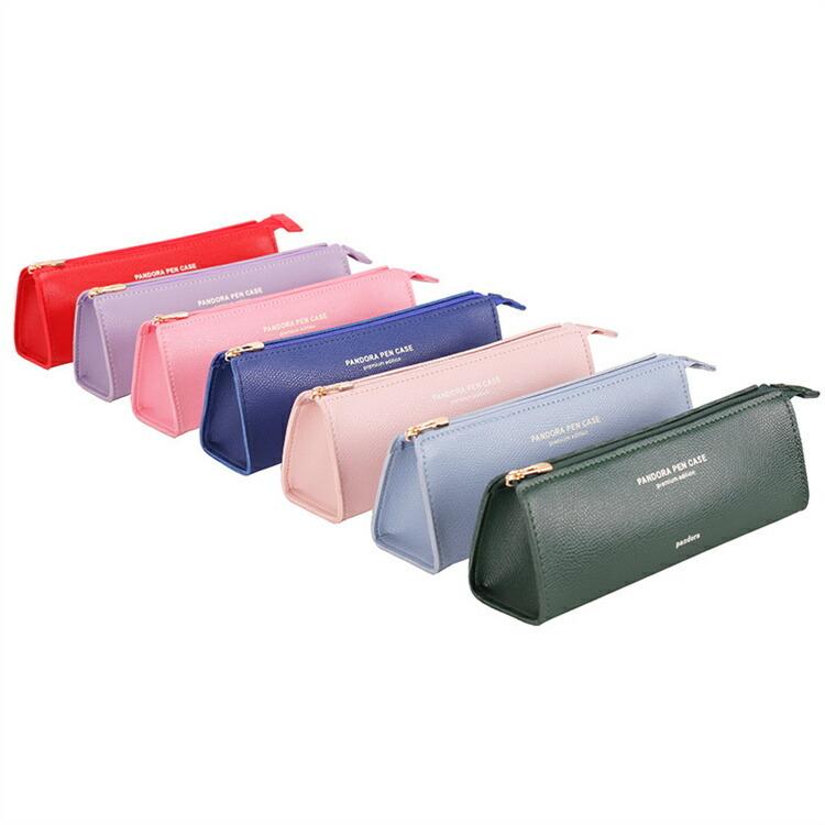 ペンケース 筆箱 フェイクレザー スリム コンパクト 大人 文房具