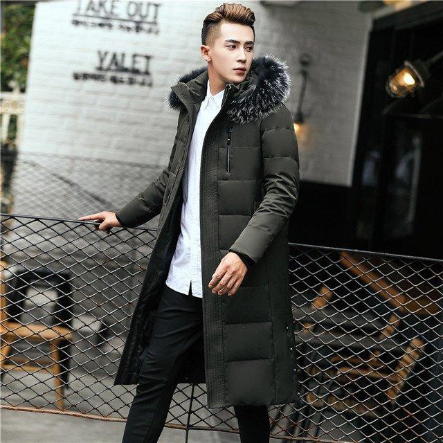全3色/黒/赤/ベージュ ダウンコート ロングコート メンズ 欧米風 防風