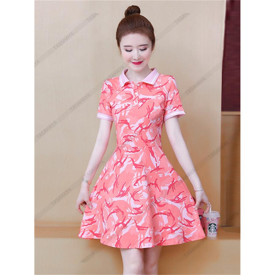 税込 ポロワンピース ゴルフワンピース 半袖 レディース チュニック テニスドレス ポロシャツ 女性用 スポーツウェア ロングt 通気吸汗 迷彩柄 夏 Aライン Acu Education