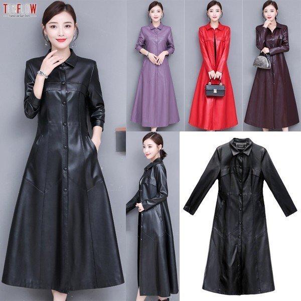 大割引 レザーコート 細身 エレガント Ol 通勤 女性用 ジャケット 革コート 21新作 トレンチコート カジュアル 秋冬アウター スリム Aライン 中綿 革コート ロングコート レディース コート アウター