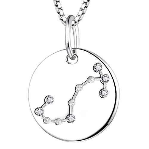 YL Women's Constellation Necklace Sterling Silver Zodiac Pendant Astrology Coin Horoscope Jewelry 