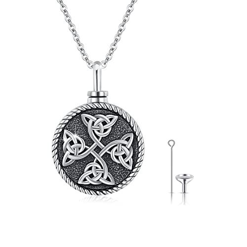 最安値 Ashes for Necklace Urn Cremation Silver Sterling - Irish Knot Celtic Black ネックレス、ペンダント