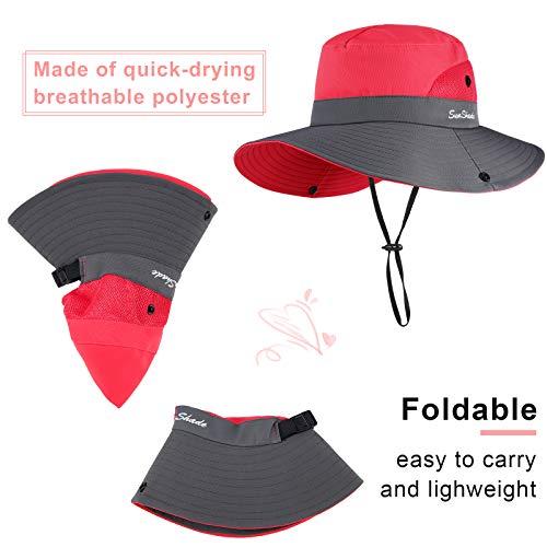 4 Pieces Women Summer Sun Hats UV Protection Mesh Wide Brim Bucket Hats Fol  - 財布、帽子、ファッション小物